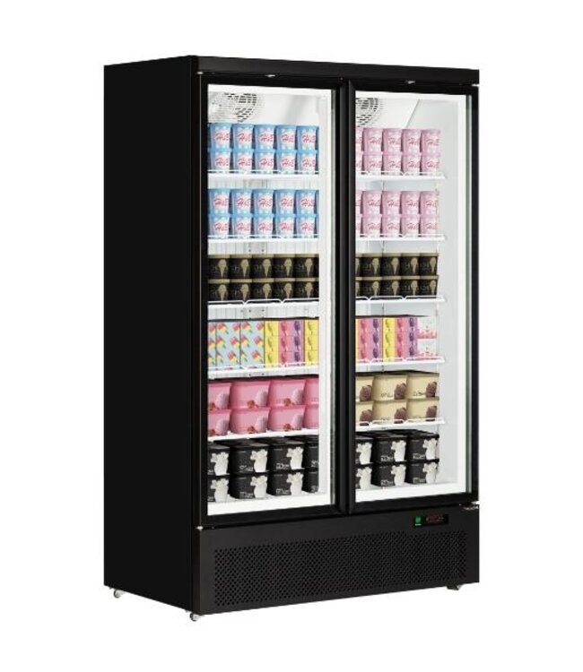 Display vrieskast Atom Maxi F2DB | 1006L | 2 Glazen deuren | Zwart | (H)200,3x(B)125,3x(D)76cm