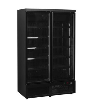 Tefcold Display vrieskast Atom Maxi F2DBB | 1006L | 2 Glazen deuren | Zwart | (H)200,3x(B)125,3x(D)76cm