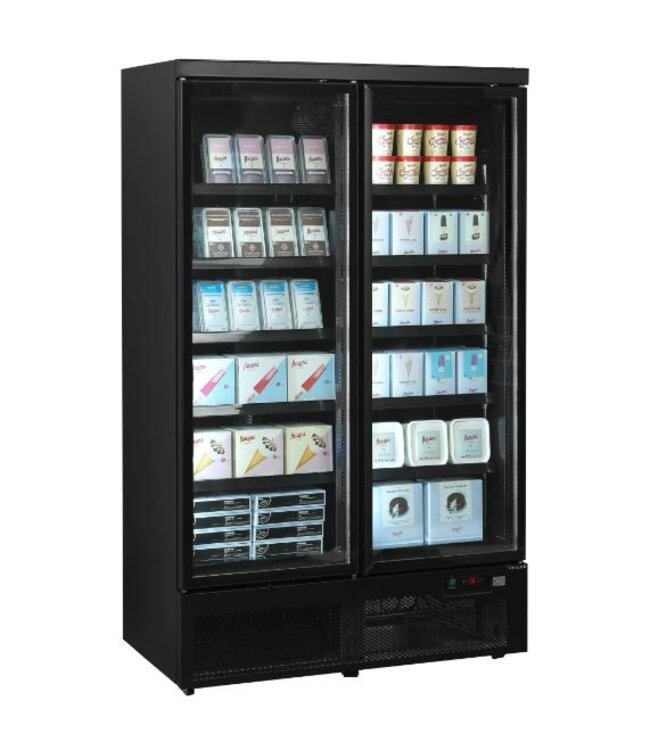 Display vrieskast Atom Maxi F2DBB | 1006L | 2 Glazen deuren | Zwart | (H)200,3x(B)125,3x(D)76cm