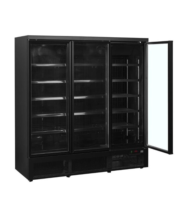 Display vrieskast Atom Maxi F3DBB | 1563L | 3 Glazen deuren | Zwart | (H)200,3x(B)188x(D)76cm