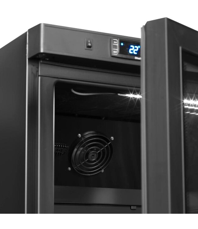 Display koelkast UR600BG | Glazen deur | 605L | 2/1GN | Zwart | (H)189,5x(B)77,7x(D)69,5cm