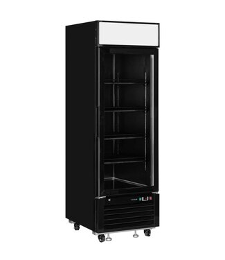 Tefcold Display koelkast LGC2500B | 496L | Glazen deur | Met wielen | Zwart | (H)206,5x(B)68,5x(D)80,5cm