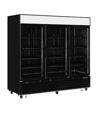 Tefcold Display koelkast LGC7500B | 2050L | 3 Glazen deuren | Met wielen | Zwart | (H)206,5x(B)207,9x(D)80,5cm