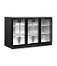 Barkoelkast DB301H-3 | 3 Glazen deuren | 300L | Zwart | (H)87x(B)135x(D)52cm