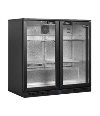 Tefcold Barkoelkast BA21H | 2 Glazen deuren | 196L | Zwart | (H)90x(B)90x(D)52cm