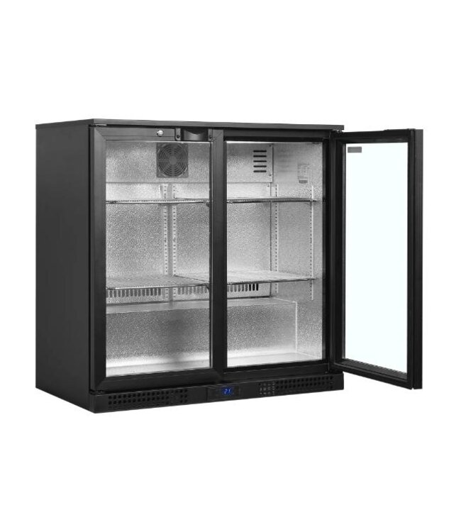 Barkoelkast BA21H | 2 Glazen deuren | 196L | Zwart | (H)90x(B)90x(D)52cm