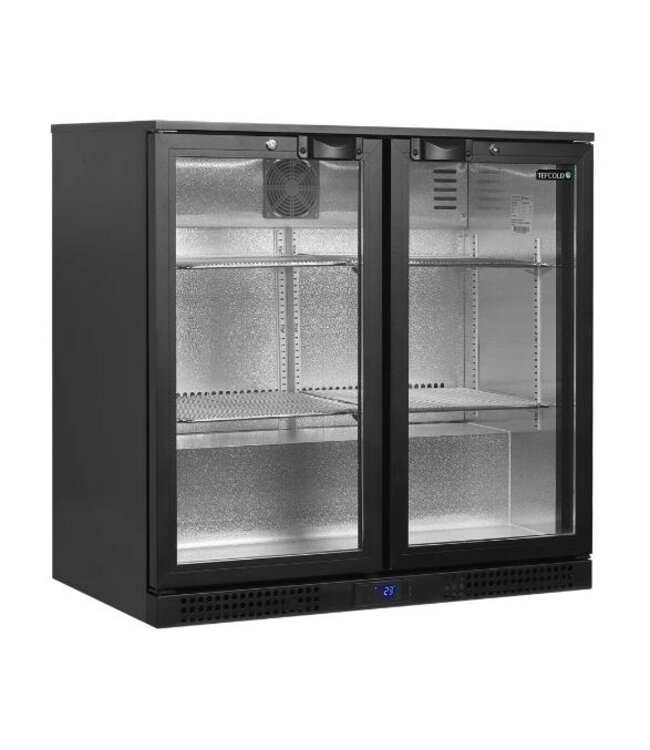 Barkoelkast BA26H | 2 Glazen deuren | 190L | Zwart | (H)87x(B)90x(D)52cm