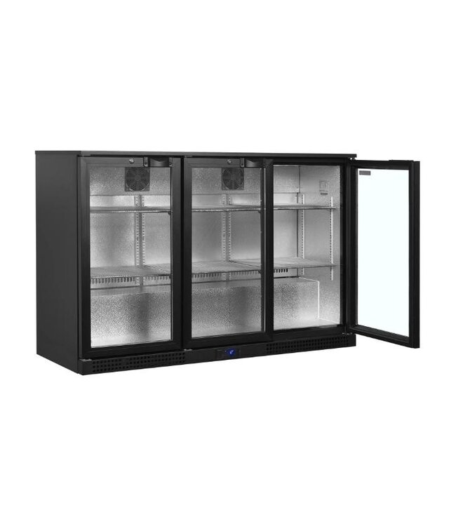 Barkoelkast BA31H | 3 Glazen deuren | 311L | Zwart | (H)90x(B)135x(D)52cm