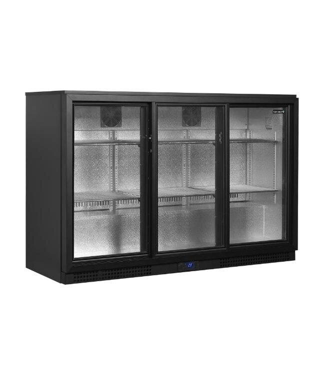 Barkoelkast BA31S-3 | 3 Glazen schuifdeuren | 311L | Zwart | (H)90x(B)135x(D)51,5cm