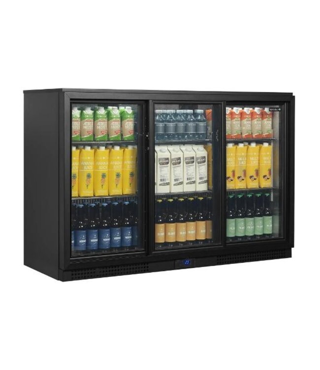 Barkoelkast BA31S-3 | 3 Glazen schuifdeuren | 311L | Zwart | (H)90x(B)135x(D)51,5cm