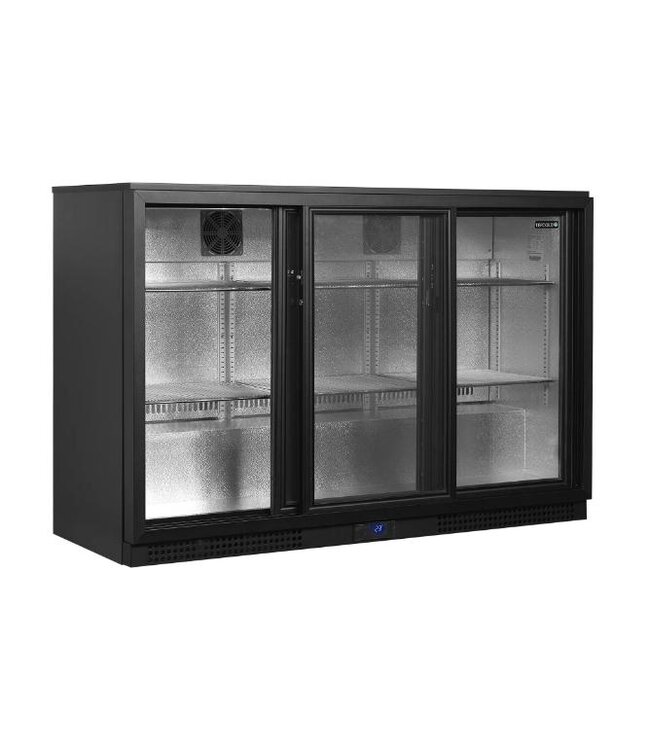 Barkoelkast BA31S-3 | 3 Glazen schuifdeuren | 311L | Zwart | (H)90x(B)135x(D)51,5cm