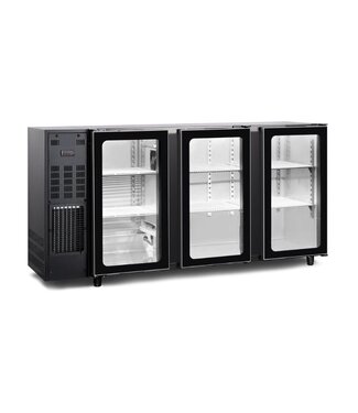 Tefcold Barkoeling TBC3G 177B | 3 Glazen deuren | 489L | Zwart | (H)89x(B)177,5x(D)56,5cm