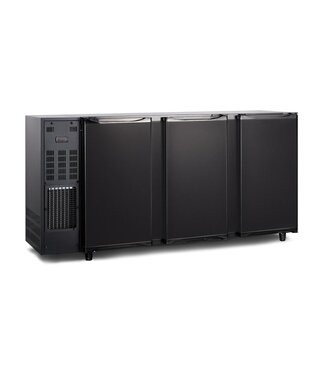 Tefcold Barkoeling TBC3 206B | 3 Deurs | 587L | Zwart | (H)89x(B)206,5x(D)56,5cm