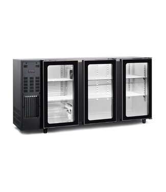 Tefcold Barkoeling TBC3G 206B | 3 Glazen deuren | 587L | Zwart | (H)89x(B)206,5x(D)56,5cm