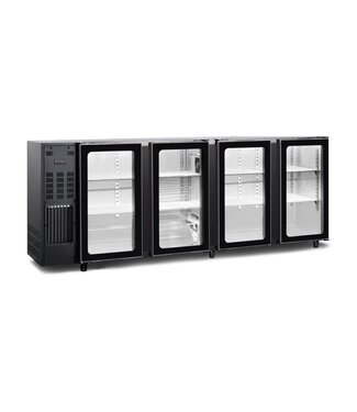 Tefcold Barkoeling TBC4G 229B | 4 Glazen deuren | 665L | Zwart | (H)89x(B)229,5x(D)56,5cm