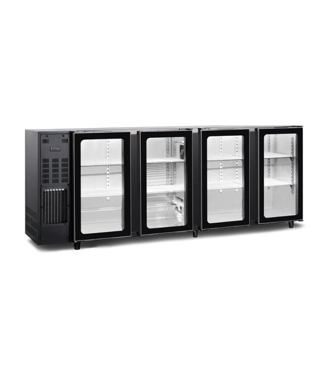 Barkoeling TBC4G 229B | 4 Glazen deuren | 665L | Zwart | (H)89x(B)229,5x(D)56,5cm