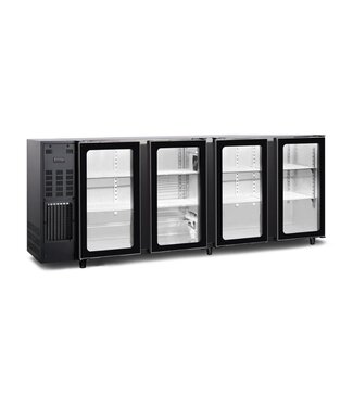 Tefcold Barkoeling TBC4G 267B | 4 Glazen deuren | 794L | Zwart | (H)89x(B)267,5x(D)56,5cm