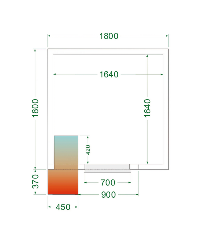 Koelcel CRPF1818 met koelmotor | 5,49m³ | 0 tot +8 graden | (H)220x(B)180x(D)180cm