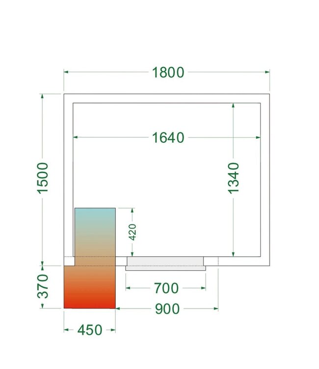 Koelcel CRPF1815 met koelmotor | 4,48m³ | 0 tot +8 graden | (H)220x(B)180x(D)150cm