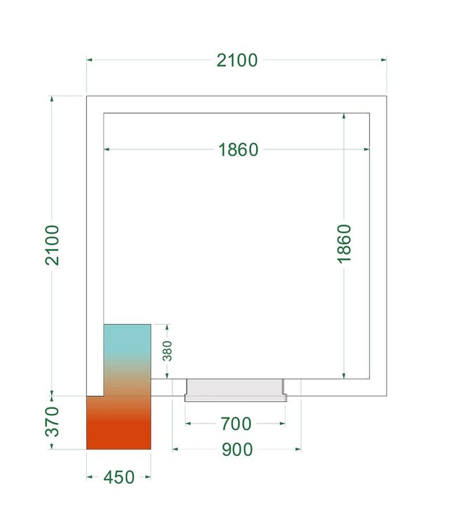 Vriescel CRNF2121 met koelmotor | 6,78m³ | -20 tot -10 graden | (H)220x(B)210x(D)210cm
