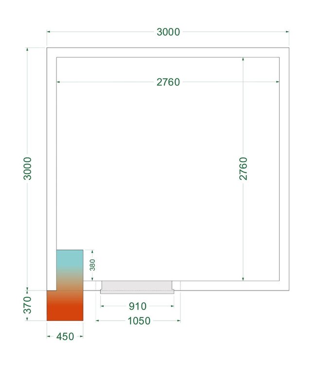 Vriescel CRNF3030WD met koelmotor | 14,93m³ | -20 tot -10 graden | (H)220x(B)300x(D)300cm