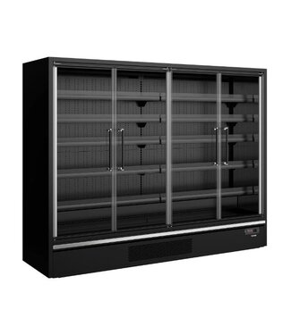 Tefcold Wandkoeling Galaxy+ GP26FGD Black | 2887L | 4 Glazen deuren | Zwart | (H)204x(B)258x(D)75cm