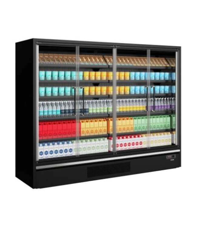 Wandkoeling Galaxy+ GP26FGD Black | 2887L | 4 Glazen deuren | Zwart | (H)204x(B)258x(D)75cm