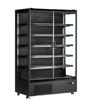 Tefcold Wandkoeling PC1250B | 1292L | 2 Glazen deuren | Zwart | (H)205x(B)131x(D)74cm