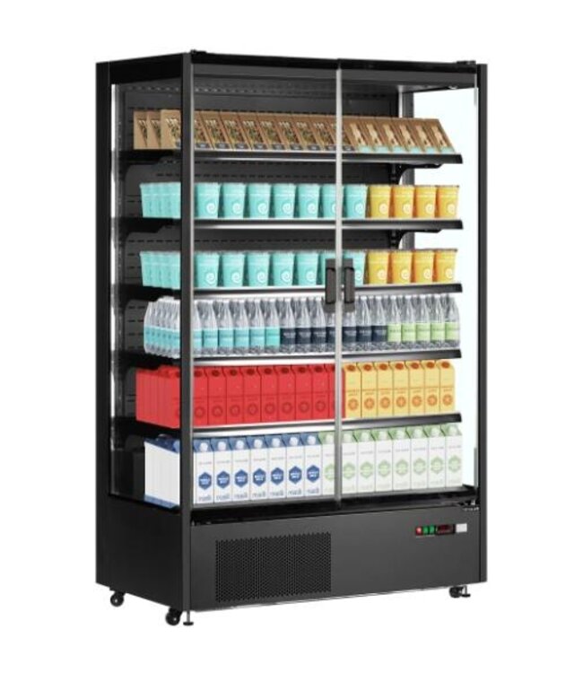 Wandkoeling PC1250B | 1292L | 2 Glazen deuren | Zwart | (H)205x(B)131x(D)74cm