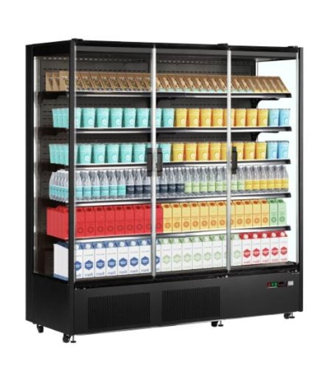 Wandkoeling PC1870B | 1939L | 3 Glazen deuren | Zwart | (H)205x(B)193,5x(D)74cm