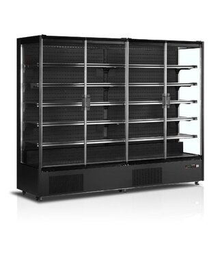 Tefcold Wandkoeling PC2500B | 2585L | 4 Glazen deuren | Zwart | (H)205x(B)256x(D)74cm
