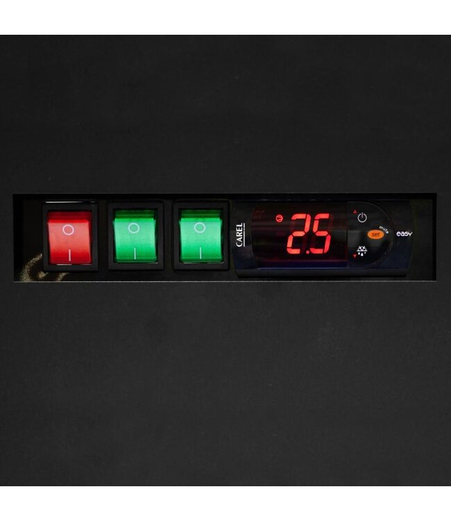 Wandkoeling PC2500B | 2585L | 4 Glazen deuren | Zwart | (H)205x(B)256x(D)74cm