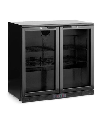 Arktic Barkoelkast | 2 Glazen deuren | 198L | Zwart | (H)87x(B)90x(D)53cm