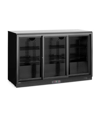 Arktic Barkoelkast | 3 Glazen schuifdeuren | 323L | Zwart | (H)86,5x(B)135x(D)52cm