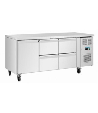 Polar Koelwerkbank RVS | 1 deur en 4 lades | 465L | (H)86x(B)179,5x(D)70cm