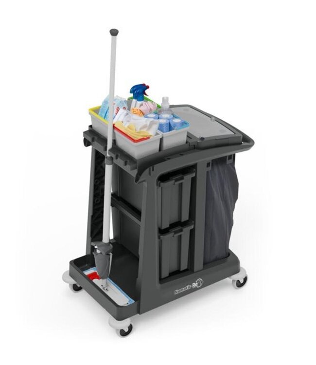 Schoonmaakwagen ReFlo ECO-Matic EM2 | Met 2x 10L emmers & 2x opberglades