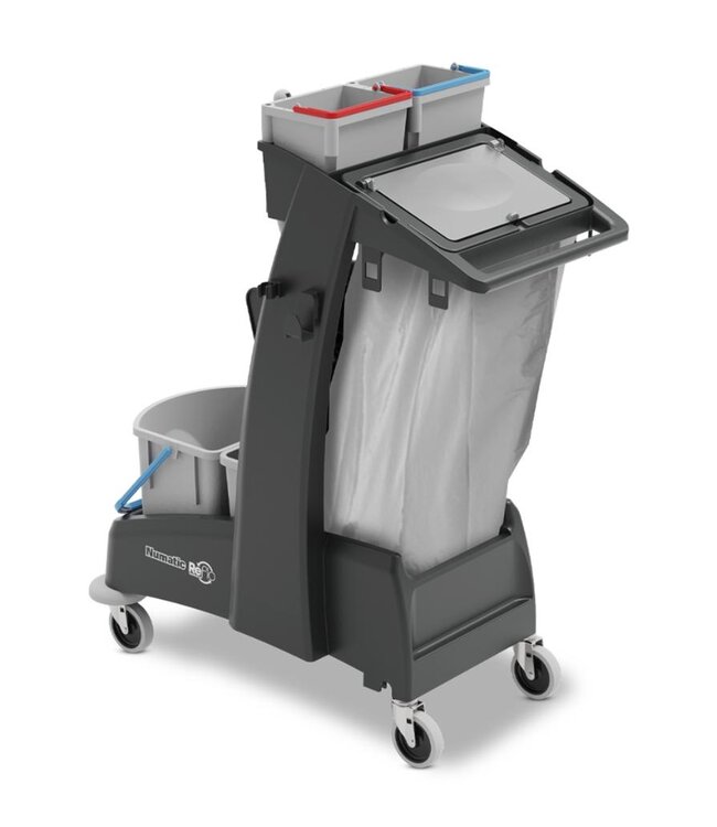 Schoonmaakwagen ReFlo MULTI-Matic MM4 | Met 4 emmers, afvalzakhouder en pers