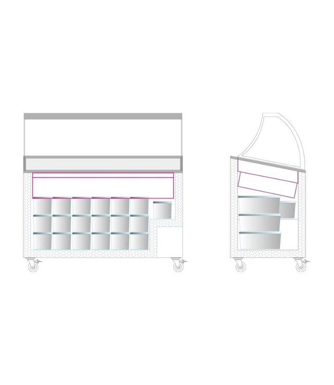 Schepijsvitrine IC401SCE+SO | Voor 9x 5L bakken | Statisch | (H)129,5x(B)130x(D)61,5cm