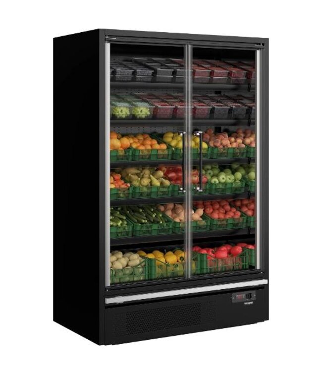 Wandkoeling Galaxy+ GP14FGD Maxi Black | 1732L | 2 Glazen deuren | Zwart | (H)204x(B)133x(D)88cm