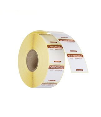 Hendi Horeca Dagstickers | Donderdag | HACCP | Schrijfbaar | 1000 Stuks per rol