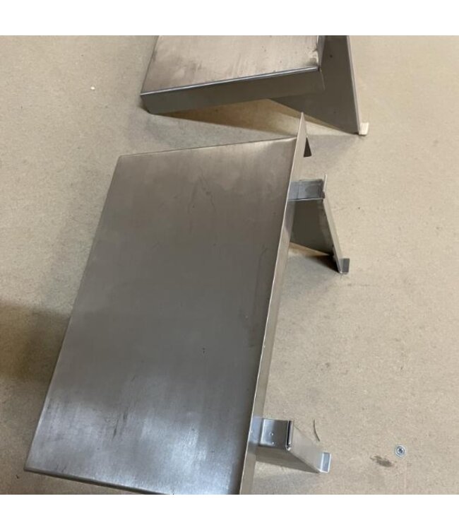 Occasion: RVS Wandplanken met 2 beugels | Breedte 35cm | Diepte 24,5cm | 2 Stuks