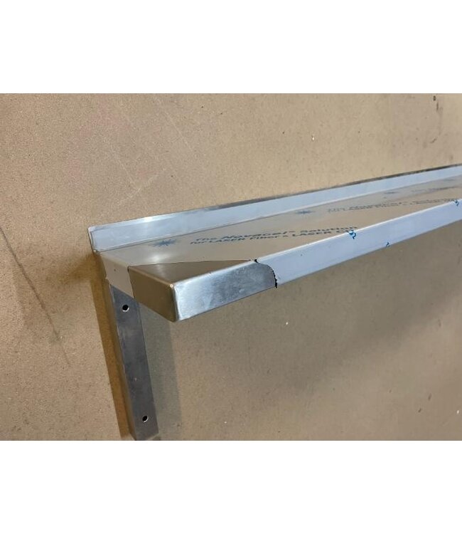 Occasion: RVS Wandplank met 2 versterkte beugels | Breedte 126cm | Diepte 20cm