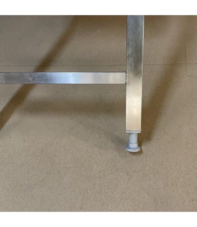 Occasion: RVS Aanvoertafel met spoelbak | Rechts van machine | (B)110x(D)70x(H)85cm