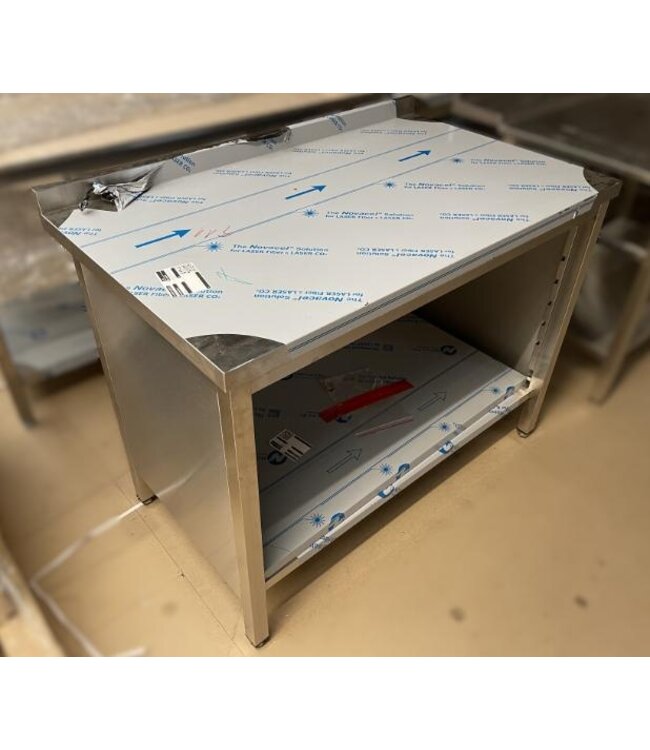 Occasion: RVS Werktafel met onderschap en tussenplank | (B)115x(D)70x(H)87,5cm