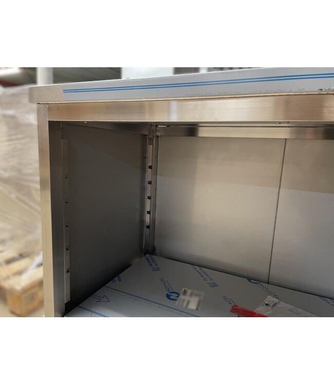 Occasion: RVS Werktafel met onderschap en tussenplank | (B)115x(D)70x(H)87,5cm