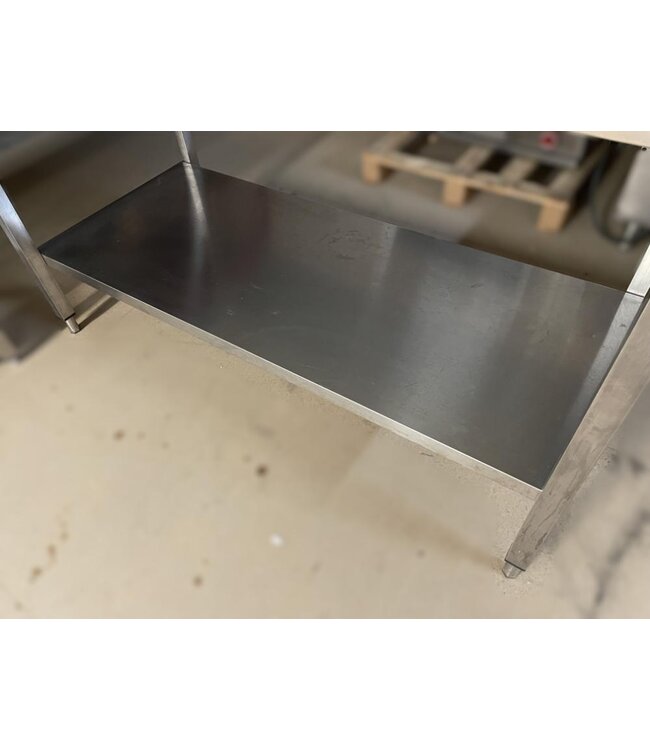 Occasion: RVS Werktafel met onderplank en spatrand | (B)150x(D)70x(H)90cm