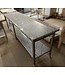 Occasion: RVS Werktafel met onderplank en spatrand | (B)284x(D)70x(H)84cm