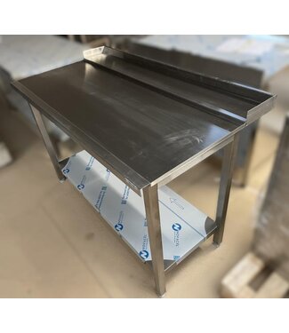 Occasion: RVS Afvoertafel | Rechts van machine | (B)140x(D)76x(H)86,8cm