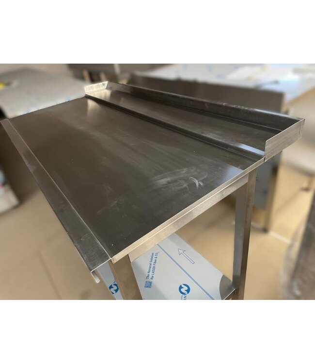 Occasion: RVS Afvoertafel | Rechts van machine | (B)140x(D)76x(H)86,8cm