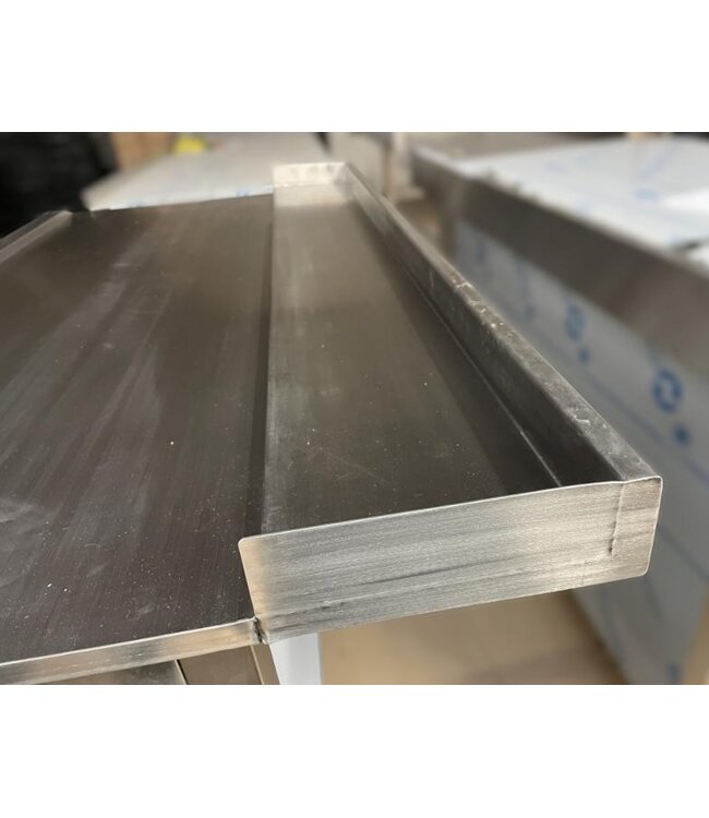 Occasion: RVS Afvoertafel | Rechts van machine | (B)140x(D)76x(H)86,8cm